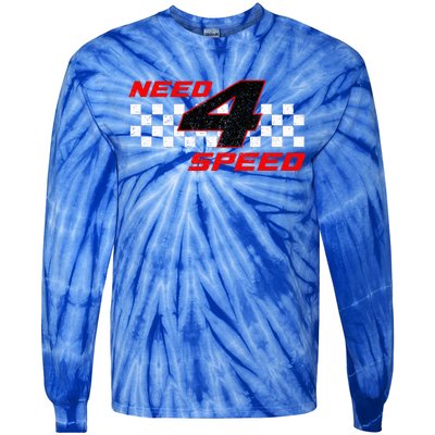 Need 4 Speed Birthday Four Year Old Racing Car Driver Tie-Dye Long Sleeve Shirt