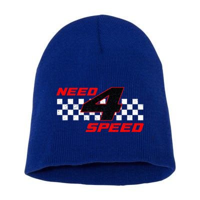 Need 4 Speed Birthday Four Year Old Racing Car Driver Short Acrylic Beanie