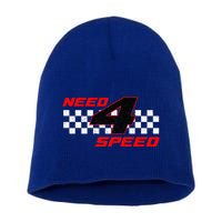 Need 4 Speed Birthday Four Year Old Racing Car Driver Short Acrylic Beanie
