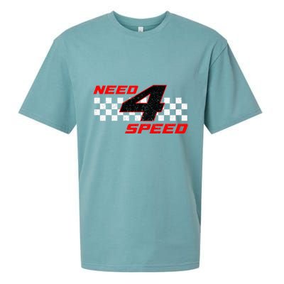 Need 4 Speed Birthday Four Year Old Racing Car Driver Sueded Cloud Jersey T-Shirt