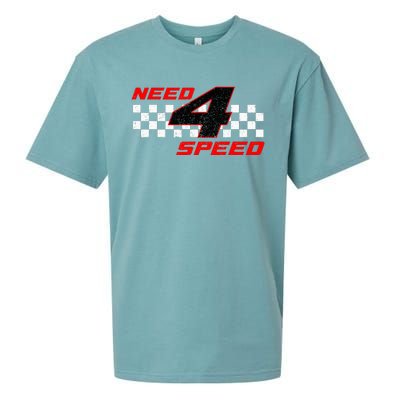 Need 4 Speed Birthday Four Year Old Racing Car Driver Sueded Cloud Jersey T-Shirt