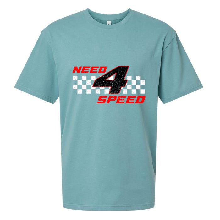 Need 4 Speed Birthday Four Year Old Racing Car Driver Sueded Cloud Jersey T-Shirt