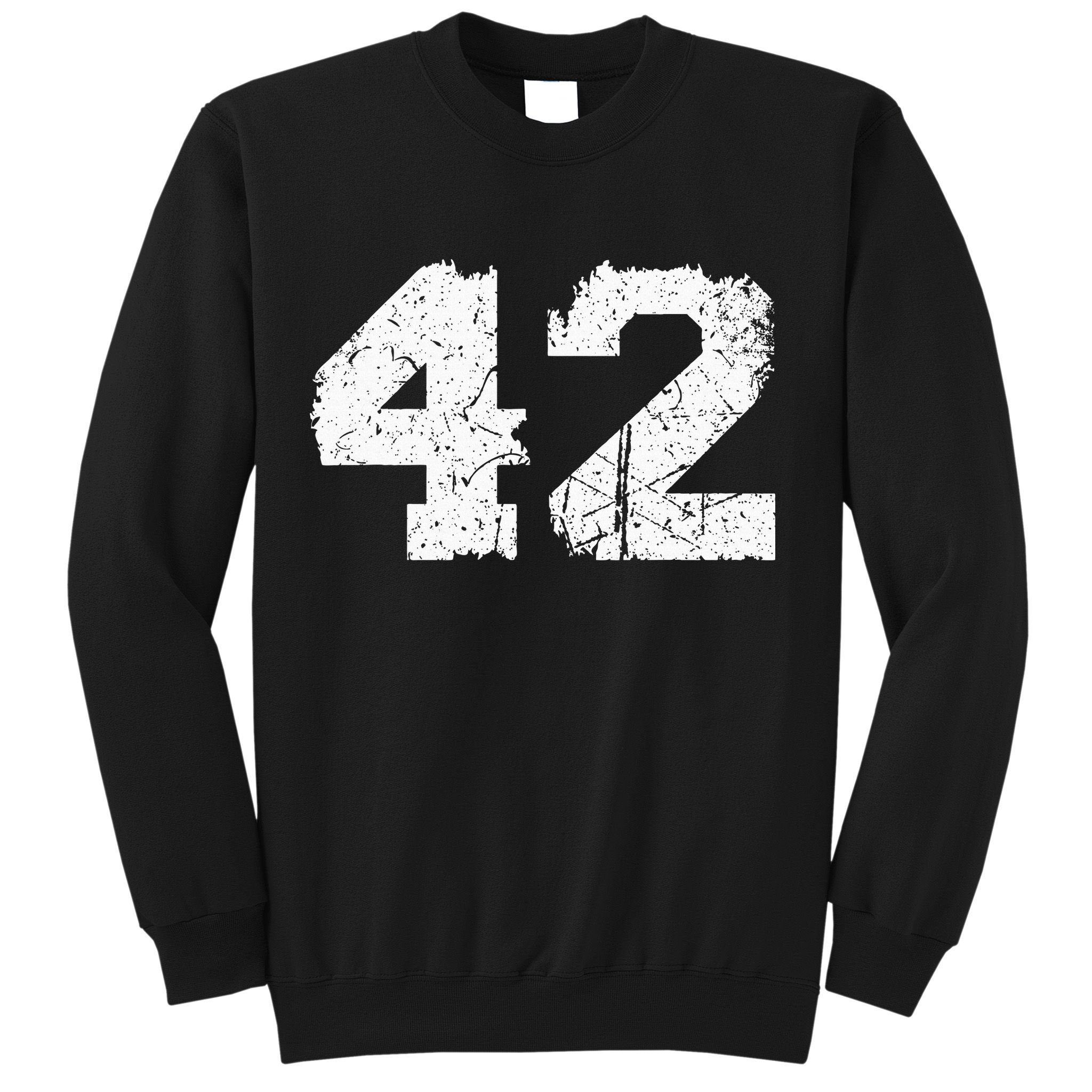 Number 42 Sports Jersey Vintage Torn White Lucky Number Sweatshirt