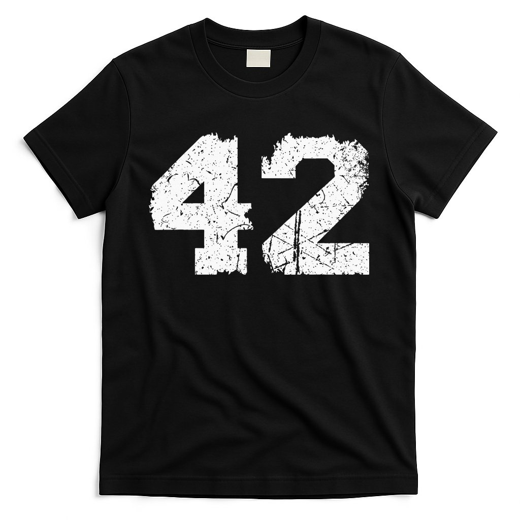 Number 42 Sports Jersey Vintage Torn White Lucky Number T-Shirt