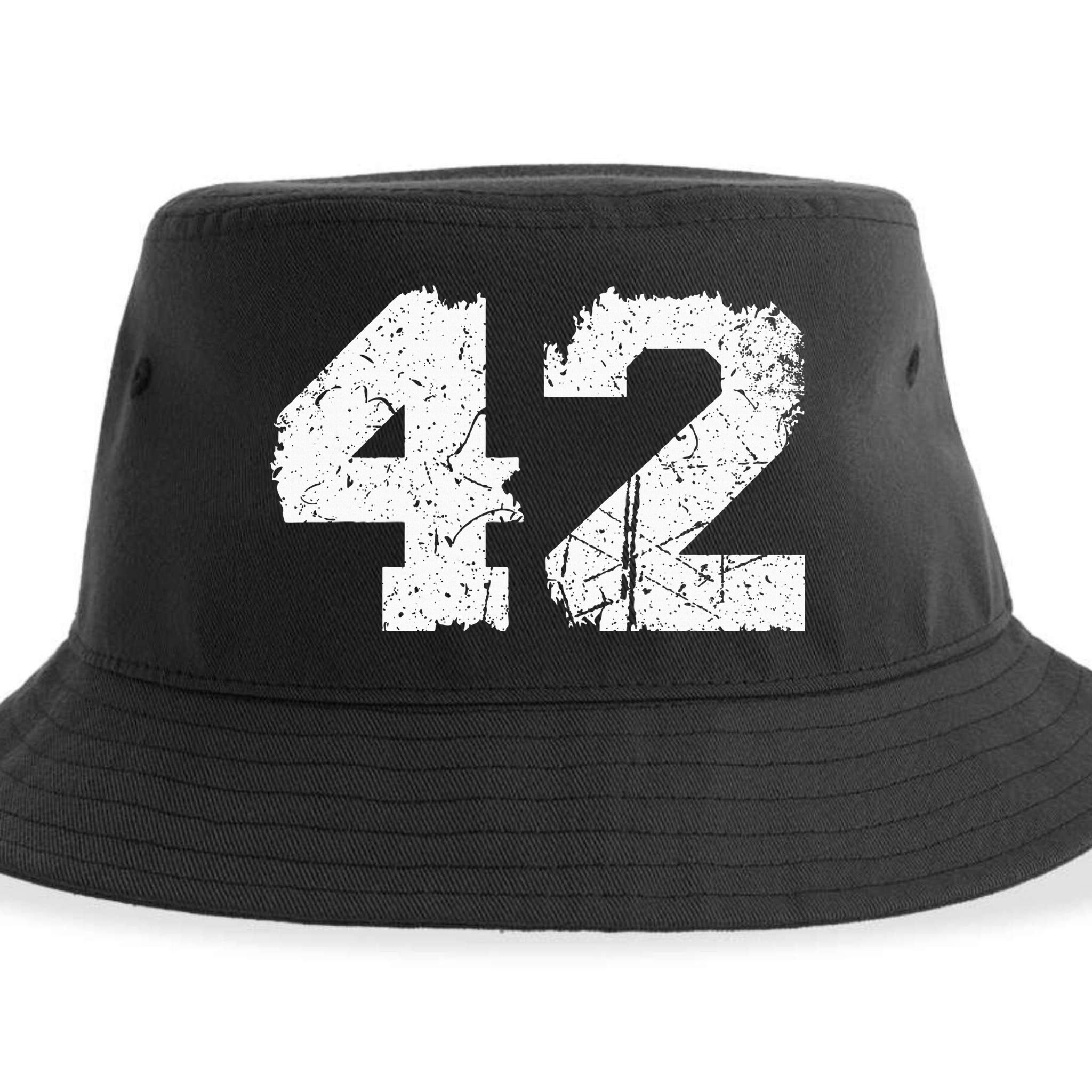 Number 42 Sports Jersey Vintage Torn White Lucky Number Sustainable Bucket Hat