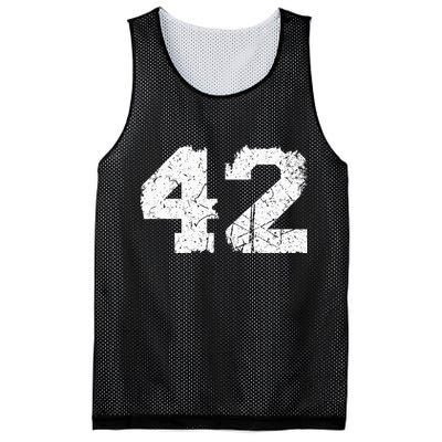 Number 42 Sports Jersey Vintage Torn White Lucky Number Mesh Reversible Basketball Jersey Tank