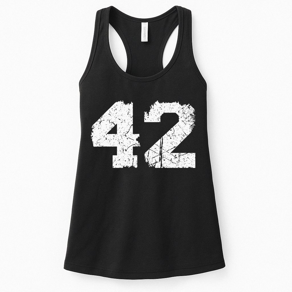 Number 42 Sports Jersey Vintage Torn White Lucky Number Womens Tank Top