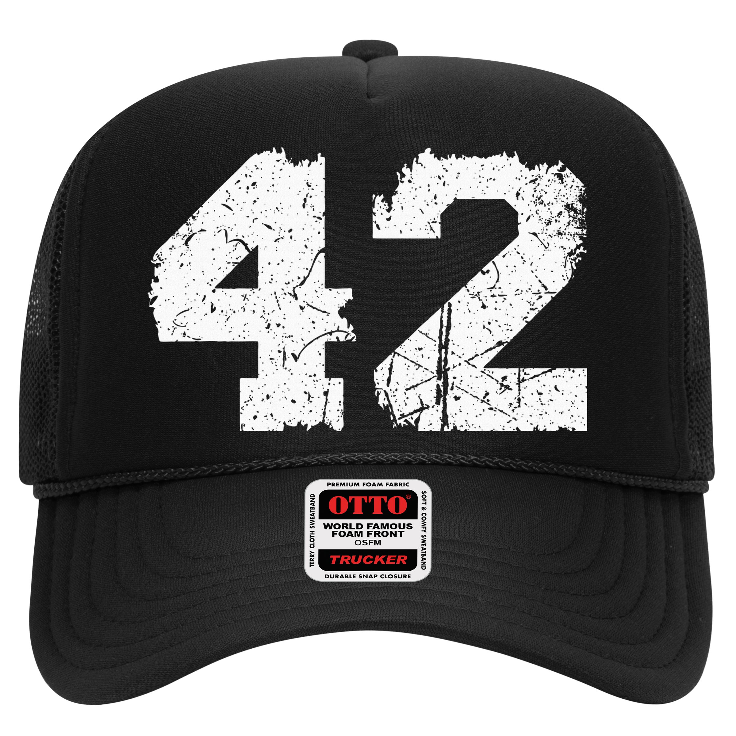 Number 42 Sports Jersey Vintage Torn White Lucky Number Hat