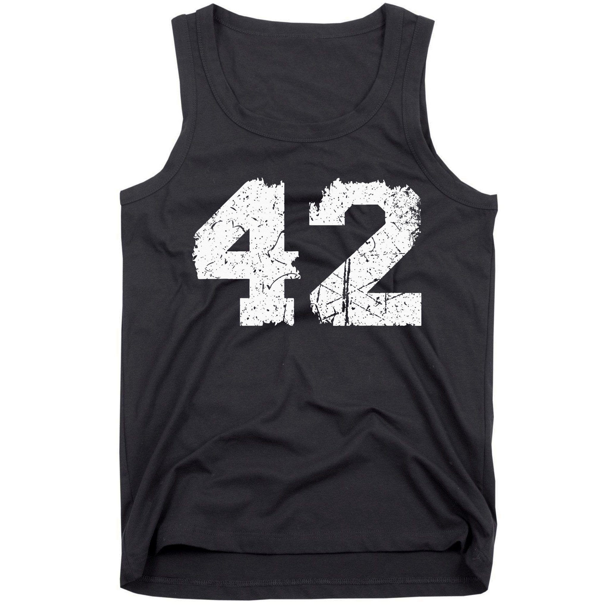 Number 42 Sports Jersey Vintage Torn White Lucky Number Tank Top