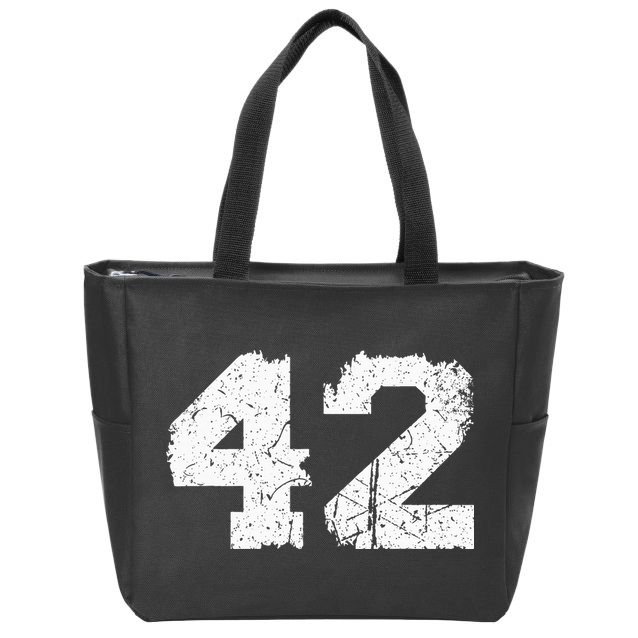 Number 42 Sports Jersey Vintage Torn White Lucky Number Zip Tote Bag