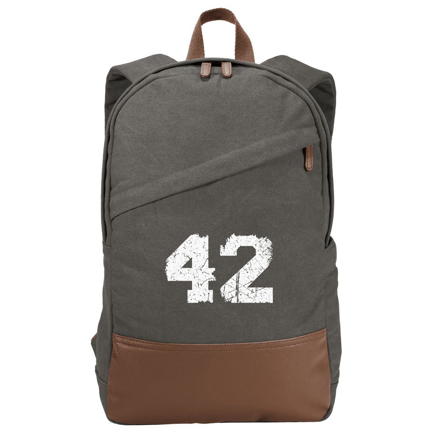 Number 42 Sports Jersey Vintage Torn White Lucky Number Cotton Canvas Backpack