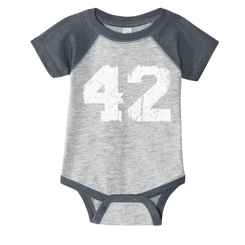 Number 42 Sports Jersey Vintage Torn White Lucky Number Infant Baby Jersey Bodysuit