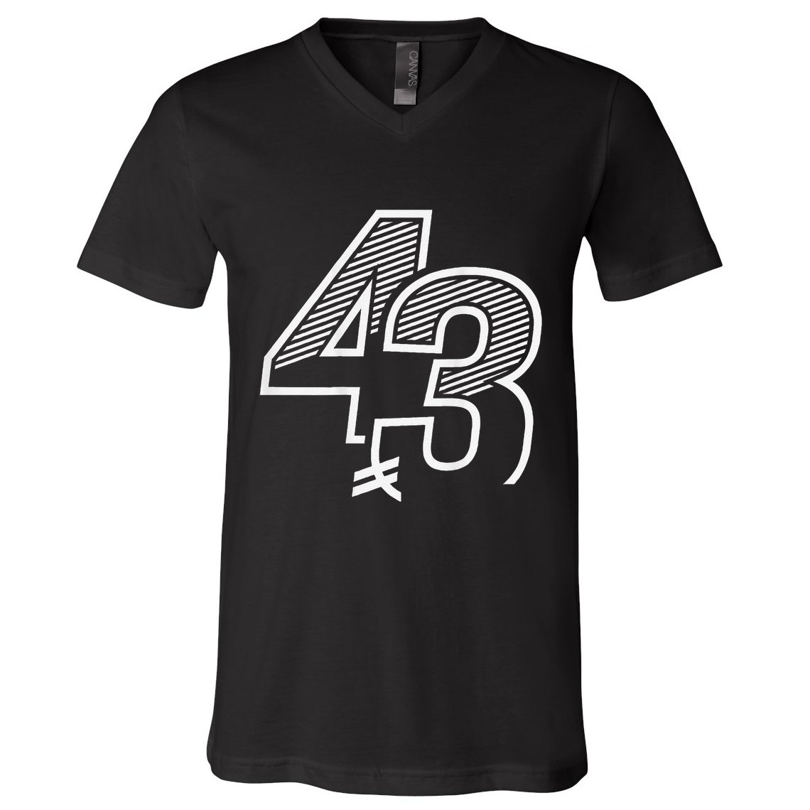 Number 43 Sports Jersey 43 Birthday (Frontback) V-Neck T-Shirt