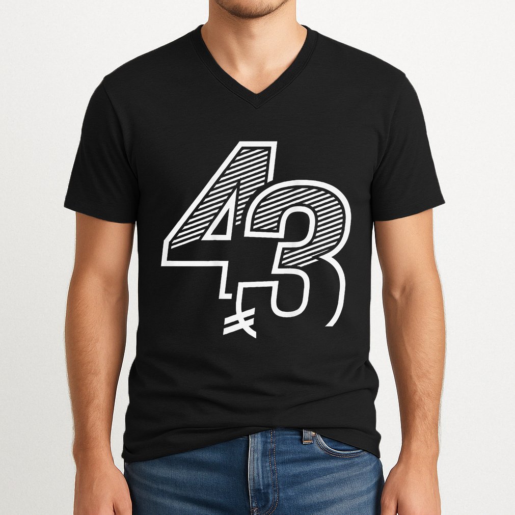 Number 43 Sports Jersey 43 Birthday (Frontback) V-Neck T-Shirt