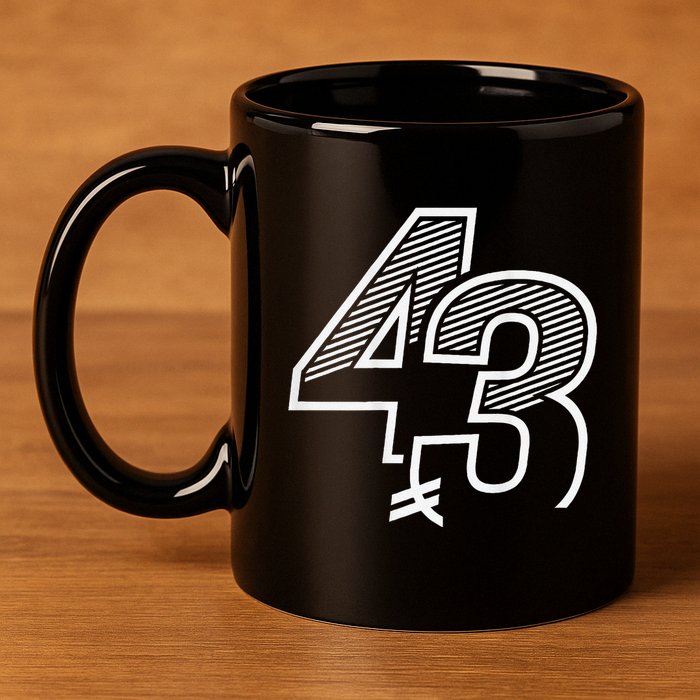 Number 43 Sports Jersey 43 Birthday (Frontback) 11oz C Handle Ceramic Mug
