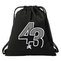Number 43 Sports Jersey 43 Birthday (Frontback) Drawstring Bag