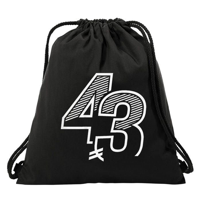 Number 43 Sports Jersey 43 Birthday (Frontback) Drawstring Bag