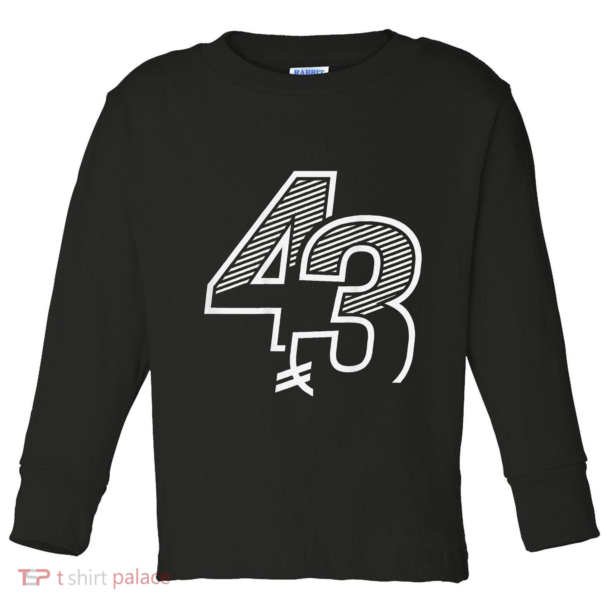 Number 43 Sports Jersey 43 Birthday (Frontback) Toddler Long Sleeve Shirt