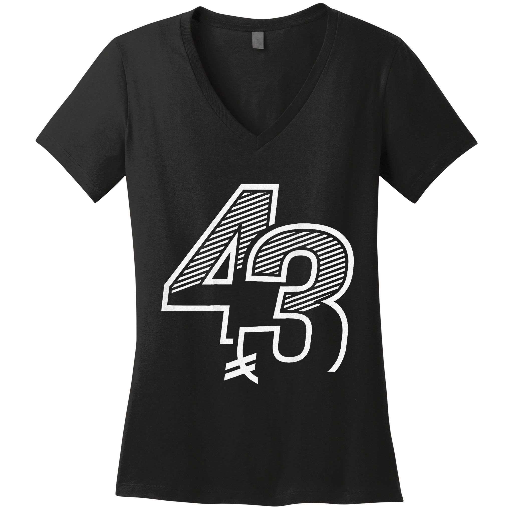 Number 43 Sports Jersey 43 Birthday (Frontback) Women's V-Neck T-Shirt