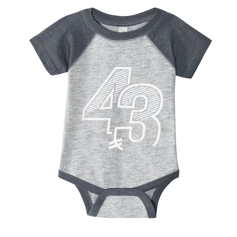 Number 43 Sports Jersey 43 Birthday (Frontback) Infant Baby Jersey Bodysuit