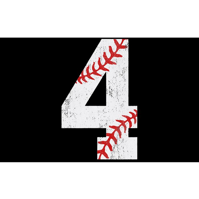 Number 4 Vintage 4th Birthday Baseball Lover 4 Years Old Bumper Sticker