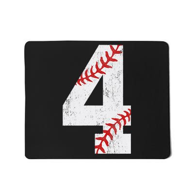 Number 4 Vintage 4th Birthday Baseball Lover 4 Years Old Mousepad