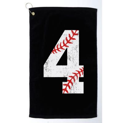 Number 4 Vintage 4th Birthday Baseball Lover 4 Years Old Platinum Collection Golf Towel