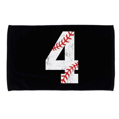 Number 4 Vintage 4th Birthday Baseball Lover 4 Years Old Microfiber Hand Towel