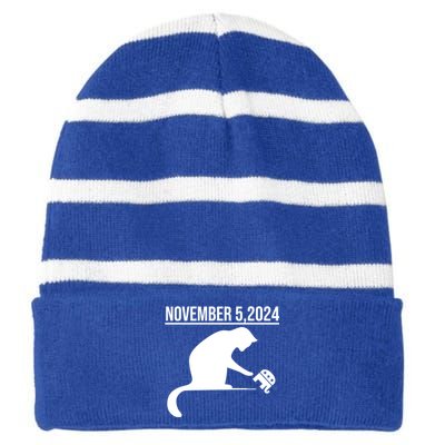 November 5 2024 The Revenge Of The Cat Ladies Cats Kamala Gift Striped Beanie with Solid Band