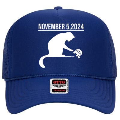 November 5 2024 The Revenge Of The Cat Ladies Cats Kamala Gift High Crown Mesh Back Trucker Hat