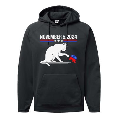 November 5 2024 The Revenge Of The Cat Ladies Meme Kamala Performance Fleece Hoodie