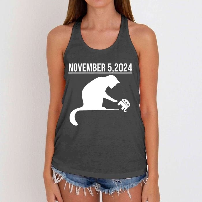 November 5 2024 The Revenge Of The Cat Ladies Cats Kamala Women's Knotted Racerback Tank