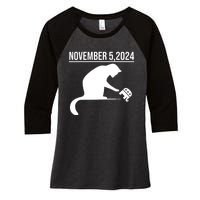 November 5 2024 The Revenge Of The Cat Ladies Cats Kamala Women's Tri-Blend 3/4-Sleeve Raglan Shirt