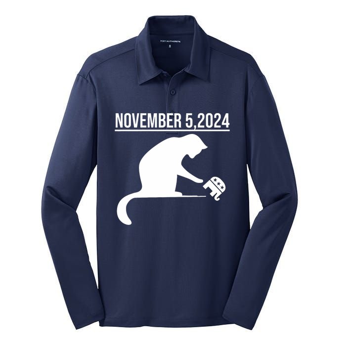 November 5 2024 The Revenge Of The Cat Ladies Cats Kamala Silk Touch Performance Long Sleeve Polo