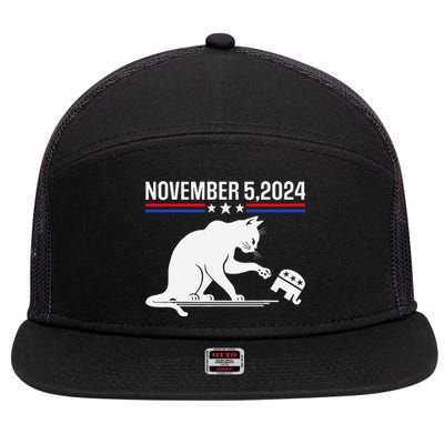 November 5 2024 The Revenge Of The Cat Ladies Meme Kamala 7 Panel Mesh Trucker Snapback Hat