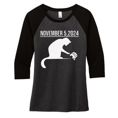 November 5 2024 The Revenge Of The Cat Ladies Cats Kamala Gift Women's Tri-Blend 3/4-Sleeve Raglan Shirt