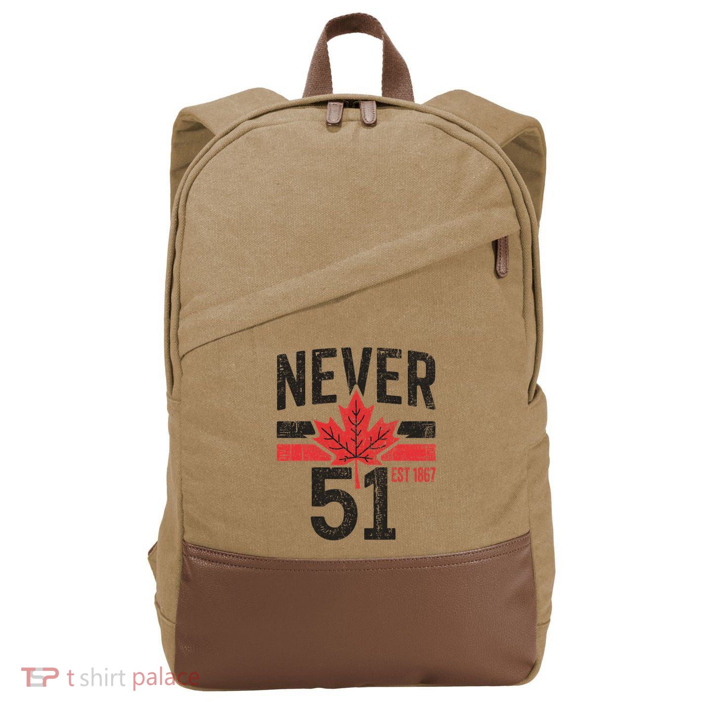 Never 51 Canada Is Not For Sale Est. 1867 Proud Canadian Cotton Canvas Backpack