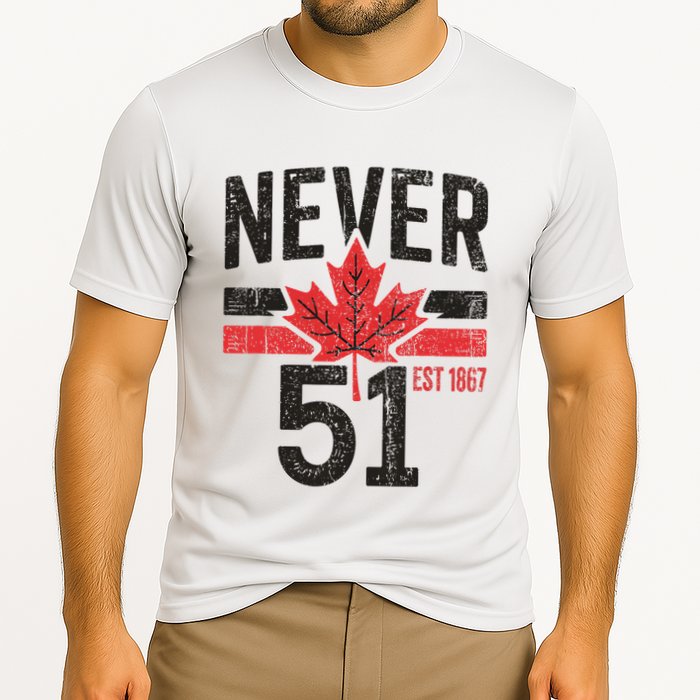 Never 51 Canada Is Not For Sale Est. 1867 Proud Canadian Cooling Performance Crew T-Shirt