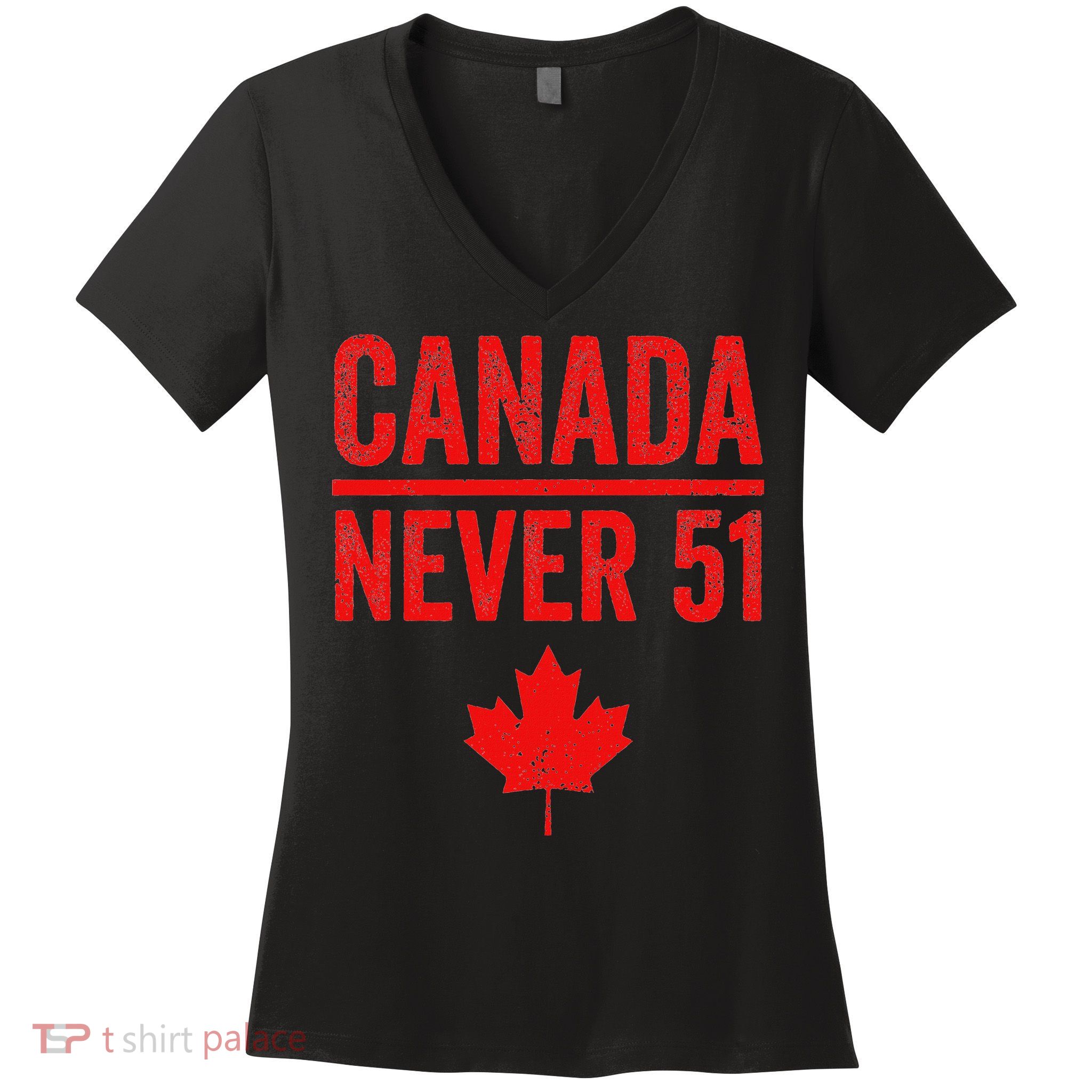 Never 51 Canada Maple Leaf Vintage Distressed Canadian Women's V-Neck T-Shirt