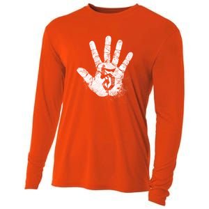 Number 5 Hi Five Hand Sign Hello Greeting Play Games Academy Gift Cooling Performance Long Sleeve Crew