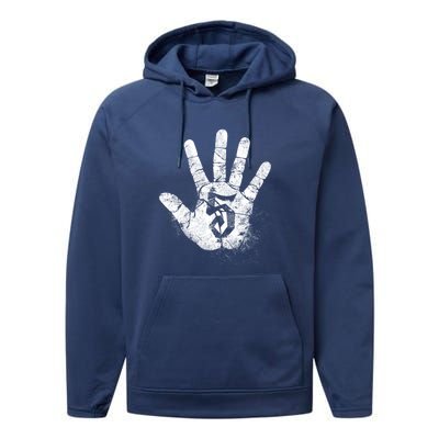 Number 5 Hi Five Hand Sign Hello Greeting Play Games Academy Gift Performance Fleece Hoodie