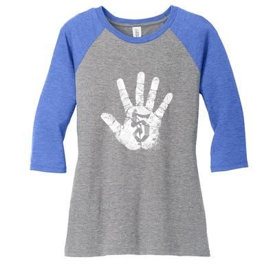 Number 5 Hi Five Hand Sign Hello Greeting Play Games Academy Gift Women's Tri-Blend 3/4-Sleeve Raglan Shirt