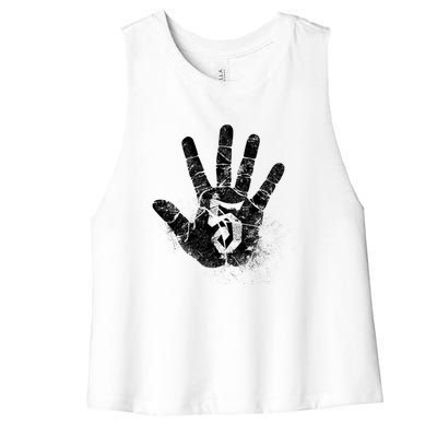 Number 5 Hi Five Hand Sign Hello Greeting Play Games Academy Gift Women's Racerback Cropped Tank