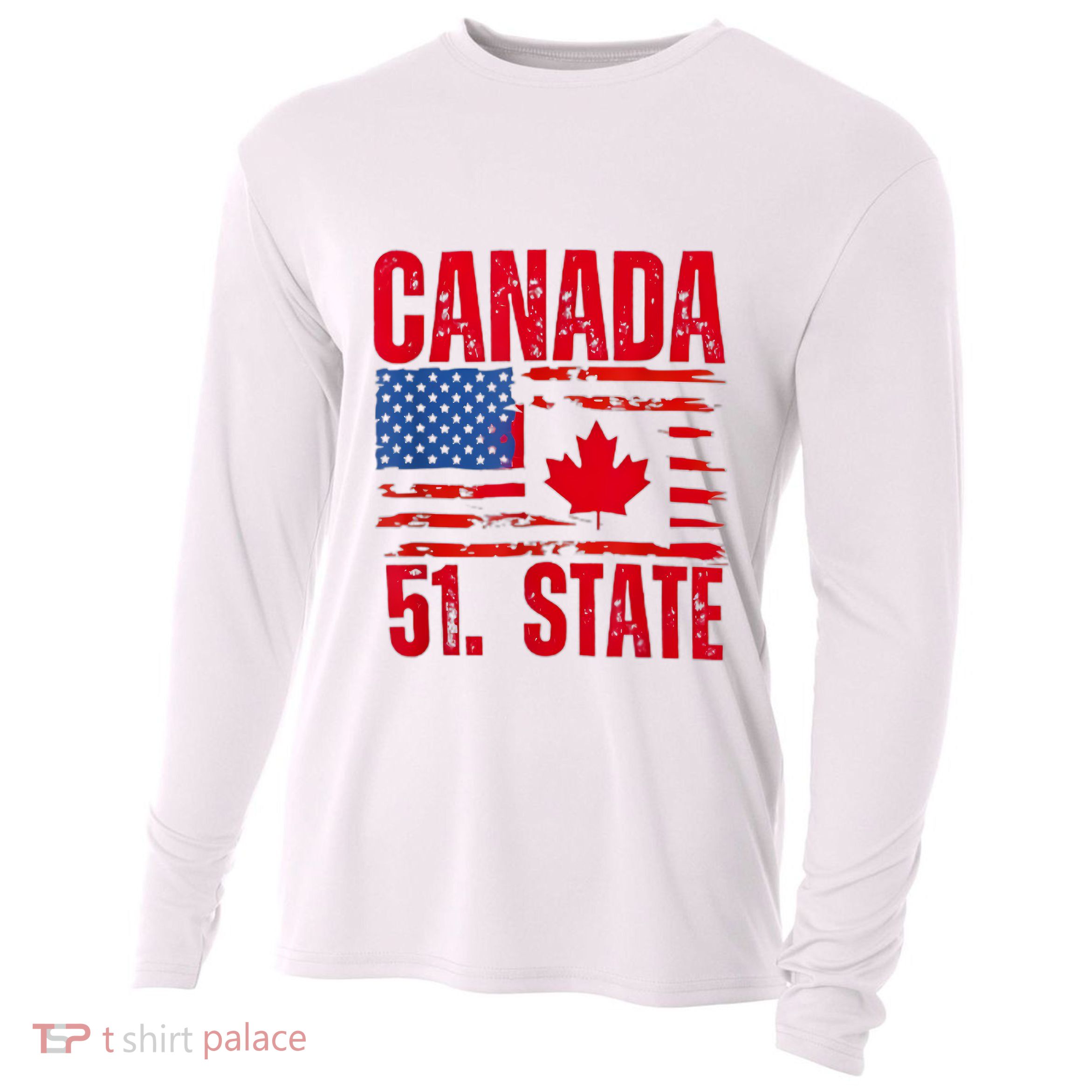 Never 51st State Canada Flag Cooling Performance Long Sleeve Crew