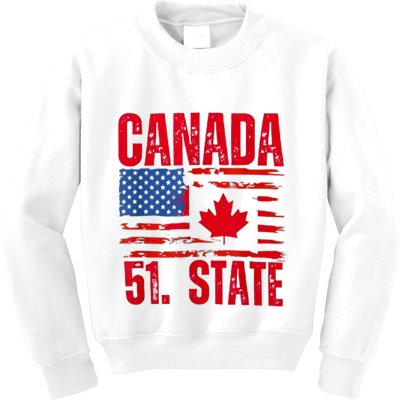 Never 51st State Canada Flag Kids Sweatshirt