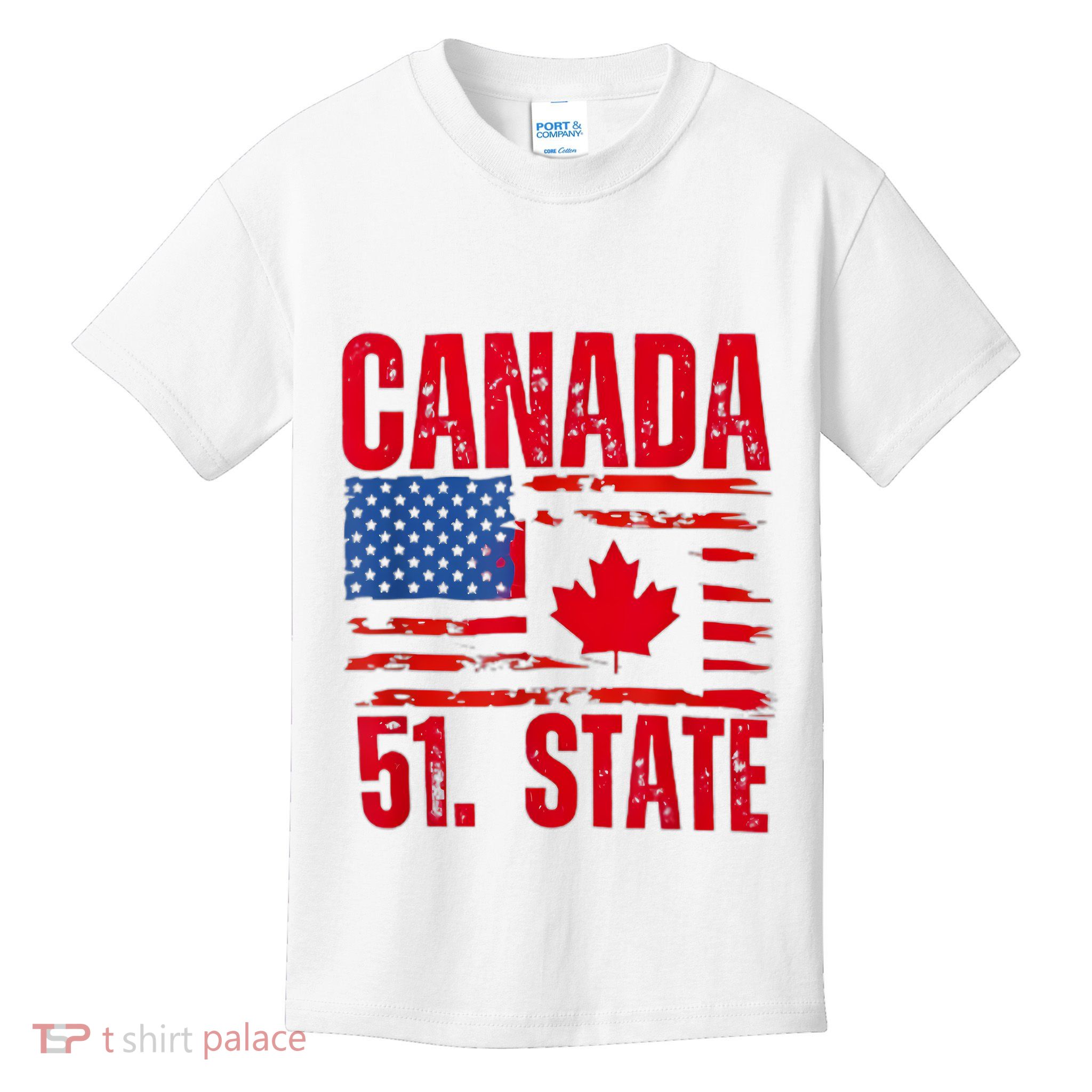 Never 51st State Canada Flag Kids T-Shirt