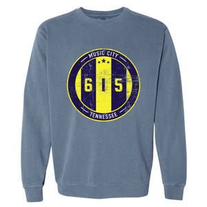 Nashville 615 Designer Round Badge - Tennessee Star Garment-Dyed Sweatshirt