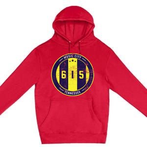 Nashville 615 Designer Round Badge - Tennessee Star Premium Pullover Hoodie