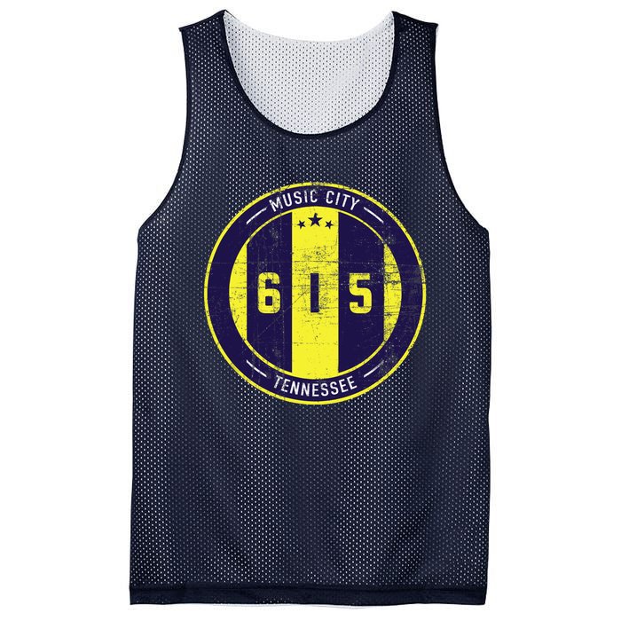 Nashville 615 Designer Round Badge - Tennessee Star Mesh Reversible Basketball Jersey Tank