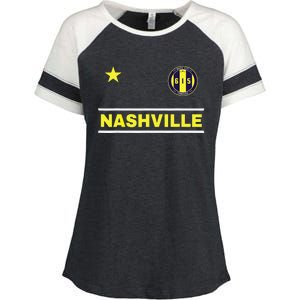 Nashville 615 Designer Round Badge - Tennessee Enza Ladies Jersey Colorblock Tee